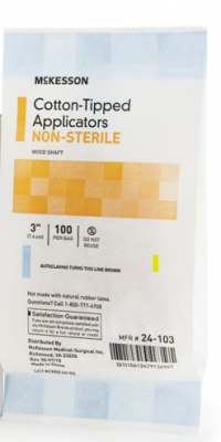 Non-Sterile Cotton Tipped Applicators, 3 Wood Shaft, 100 Per Bag